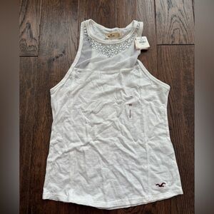 BNWT Hollister XS white tank top rhinestone embellished